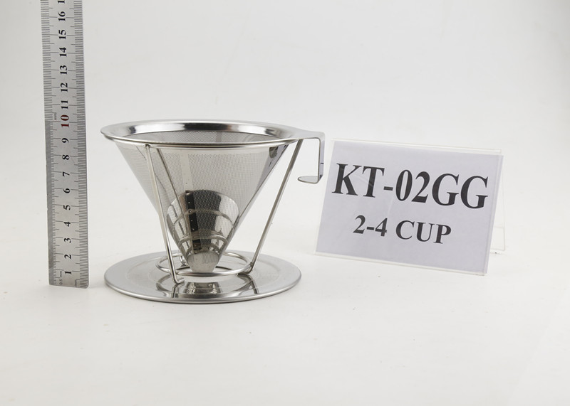 Stainless Steel Pour Over Cone Dripper With Separate Stand , Metal Coffee Filter Cone