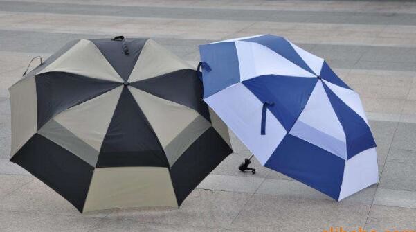 Wholesale 2 Big Folding Automatic Golf Umbrella Double Layers Fiberglass Shaft / Ribs from china suppliers
