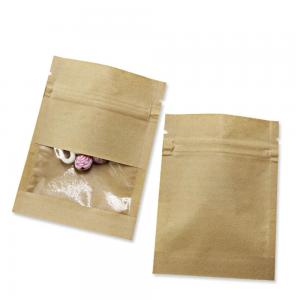Wholesale Snack Nuts Beans Small Packaging Bag Brown Kraft Paper Ziplock With Frosted Window from china suppliers