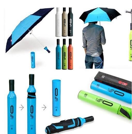 Wholesale Sky Blue Wine Bottle Umbrella Plastic Handle Strong Fiberglass Shaft / Ribs from china suppliers