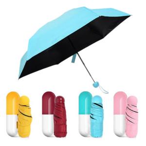 Wholesale Durable 6 Panels Black Vinyl Coated Mini Folding Umbrella Anti Uv With Case from china suppliers