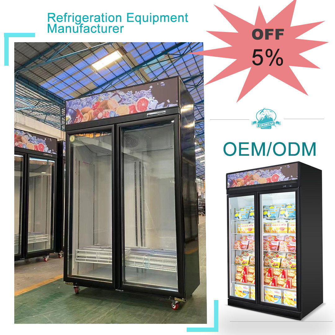 Wholesale Vertical Supermarkets Double Glass Door Display Freezer Chiller For Beer And Drink from china suppliers
