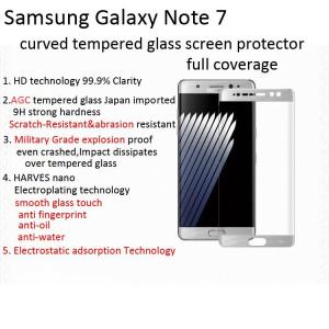 tempered glass screen protector for galaxy note 7/samsung note 7 3D curved edge to edge Scratch-Resistant shatterproof