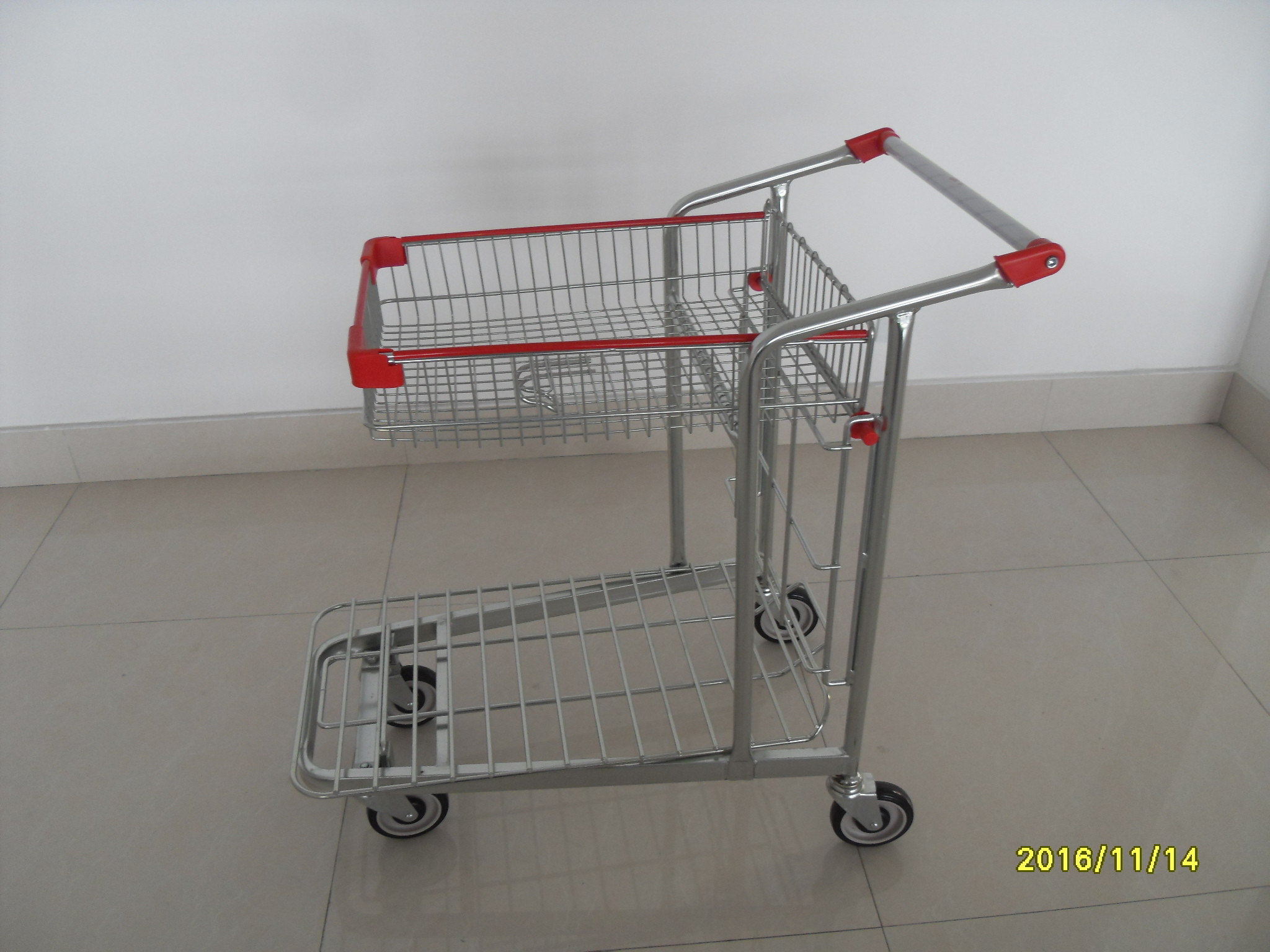 Wholesale Steel Tube Material Warehouse Trolley With Handle Logo Printing And 4 Swivel Flat 5 Inch TAPE Casters from china suppliers