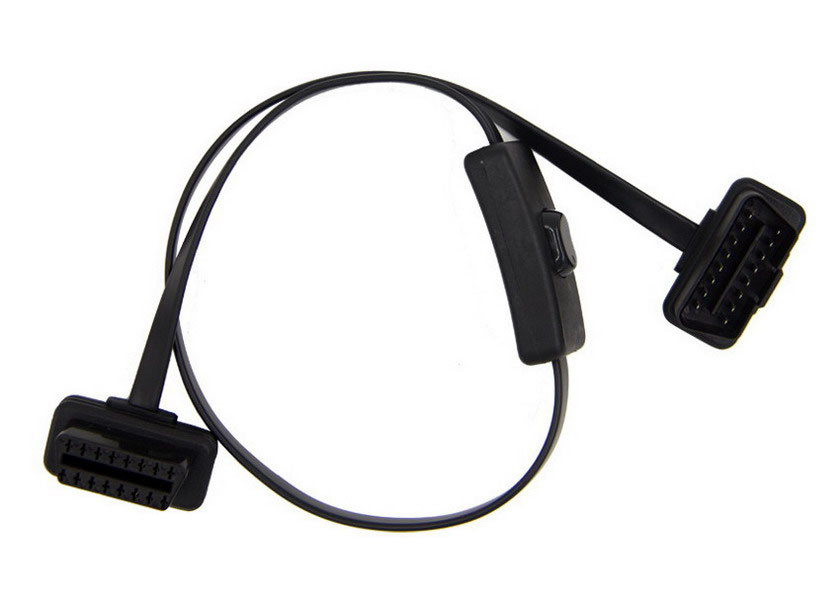 Wholesale Flat Ribbon Obd2 Extension Cord With Switch , Obd Extension Lead from china suppliers