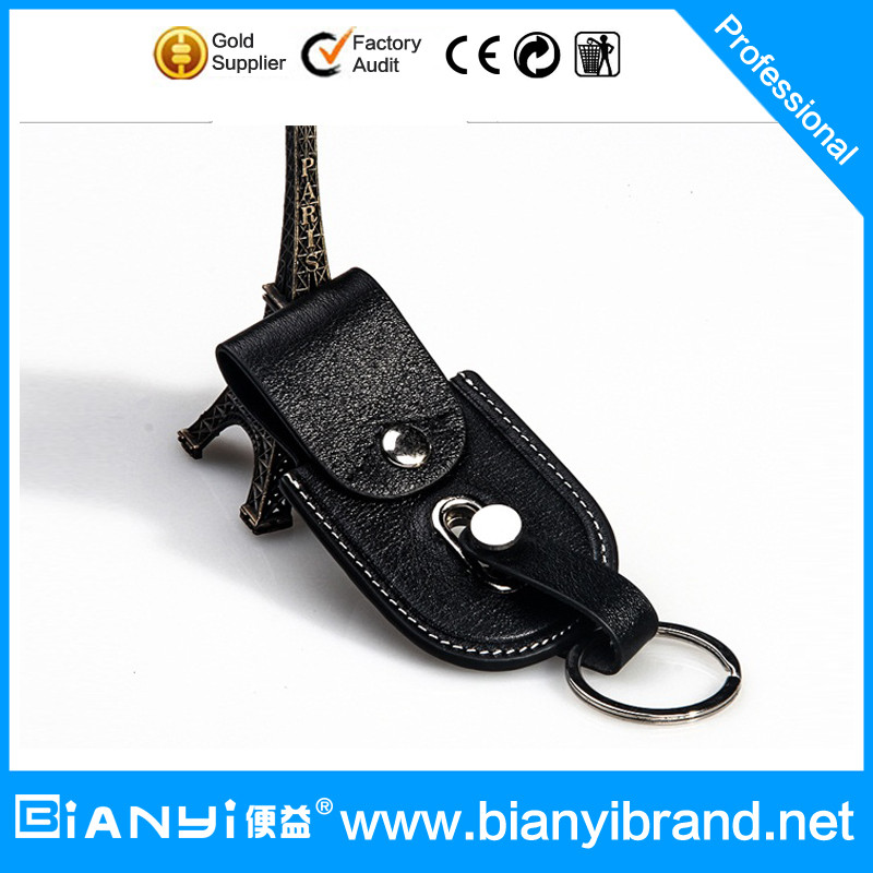 Wholesale High-grade black color PU leather keychain bag from china suppliers