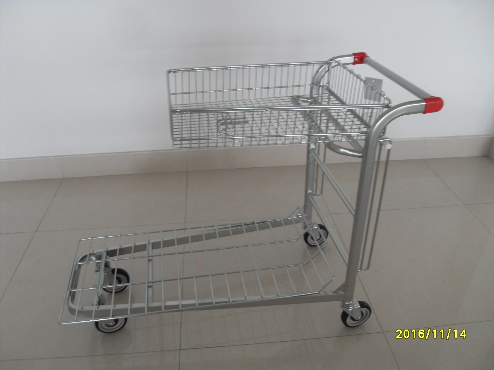 Wholesale Low Carbon Steel Warehouse Cargo Trolley / Moving Trolley 20.5kg Weight 1245x535x935mm from china suppliers