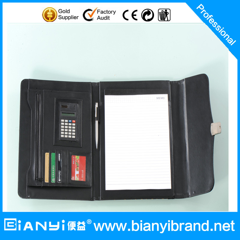Wholesale A4 PU leather portfolio with calculate and memo pad from factory from china suppliers