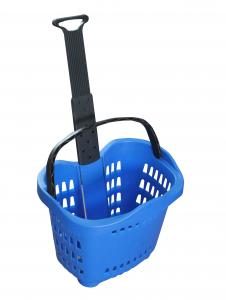 Wholesale Colorful Plastic Rolling Shopping Basket With Wheels 55l , Plastic Shopping Trolley Baskets from china suppliers