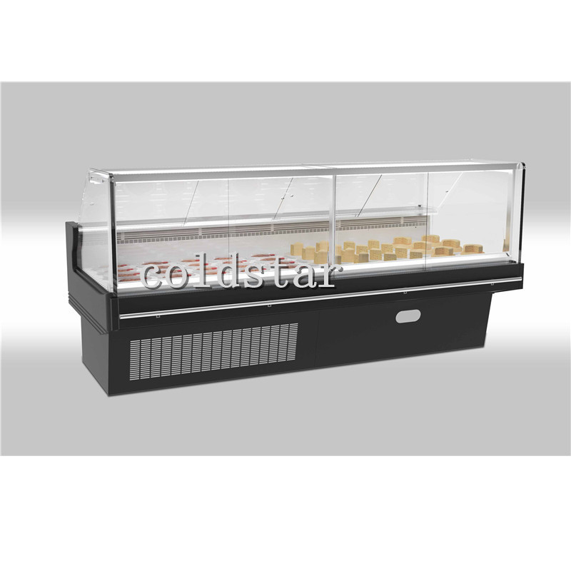Buy cheap Supermarket deli refrigerator fresh meat display counter curved glass deli from wholesalers