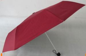 Wholesale Red 3 Folding Tiny Travel Umbrella Manual Open Solid Color Pongee Fabric from china suppliers