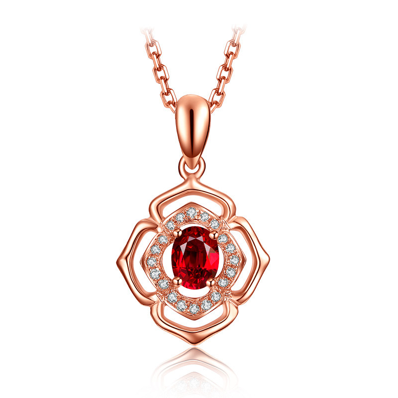 Wholesale Natural Gemstone Gold Jewelry Solid 18k Genunie Diamond And Ruby Pendant Necklace  from china suppliers