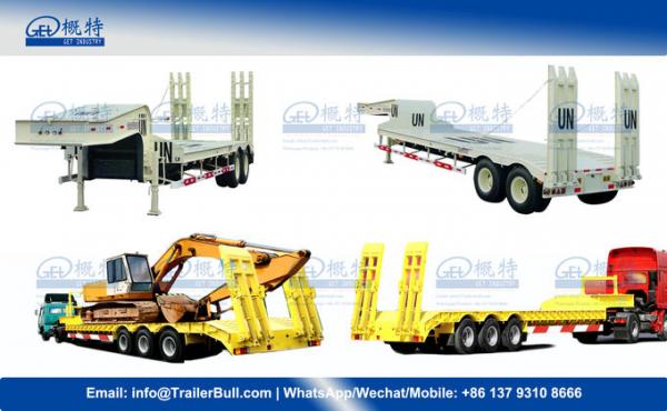13m 50T Super lower Clearance Low Bed Semi Trailer with 2 axles and Tire Exposed 0