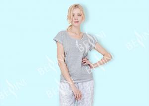 Wholesale Spring Summer Grey Womens Pyjama Sets With Woven Viscose Cotton Printed Long Pants from china suppliers