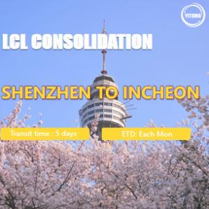 Each Monday LCL International Shipping Ocean From Shenzhen  To Incheon South Korea