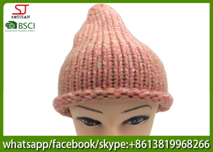 Wholesale Chinese manufactuer winter knitting hat  cap with brim beanie 100g 23*27cm 100%Acrylic keep warm from china suppliers
