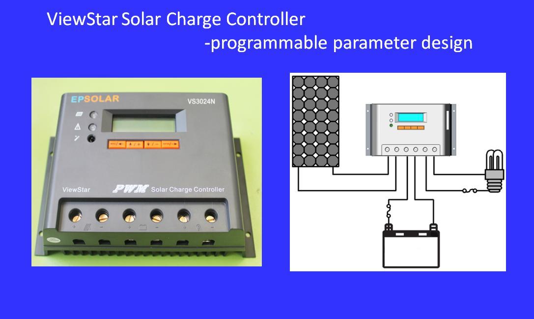30A, Auto 12/24V, Epsolar Viewstar LCD Display Solar Panel Charge Regulator