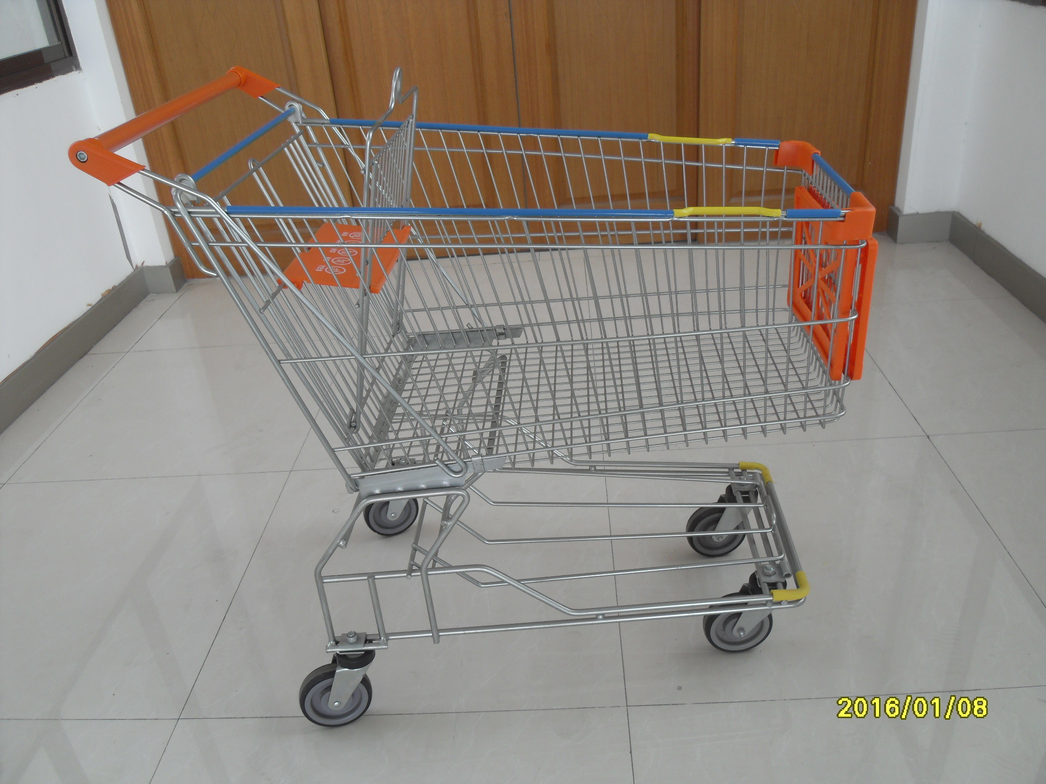Wholesale 150L Metal Wire Shopping Trolley , Swivel TPE Casters Supermarket Shopping Trolley from china suppliers