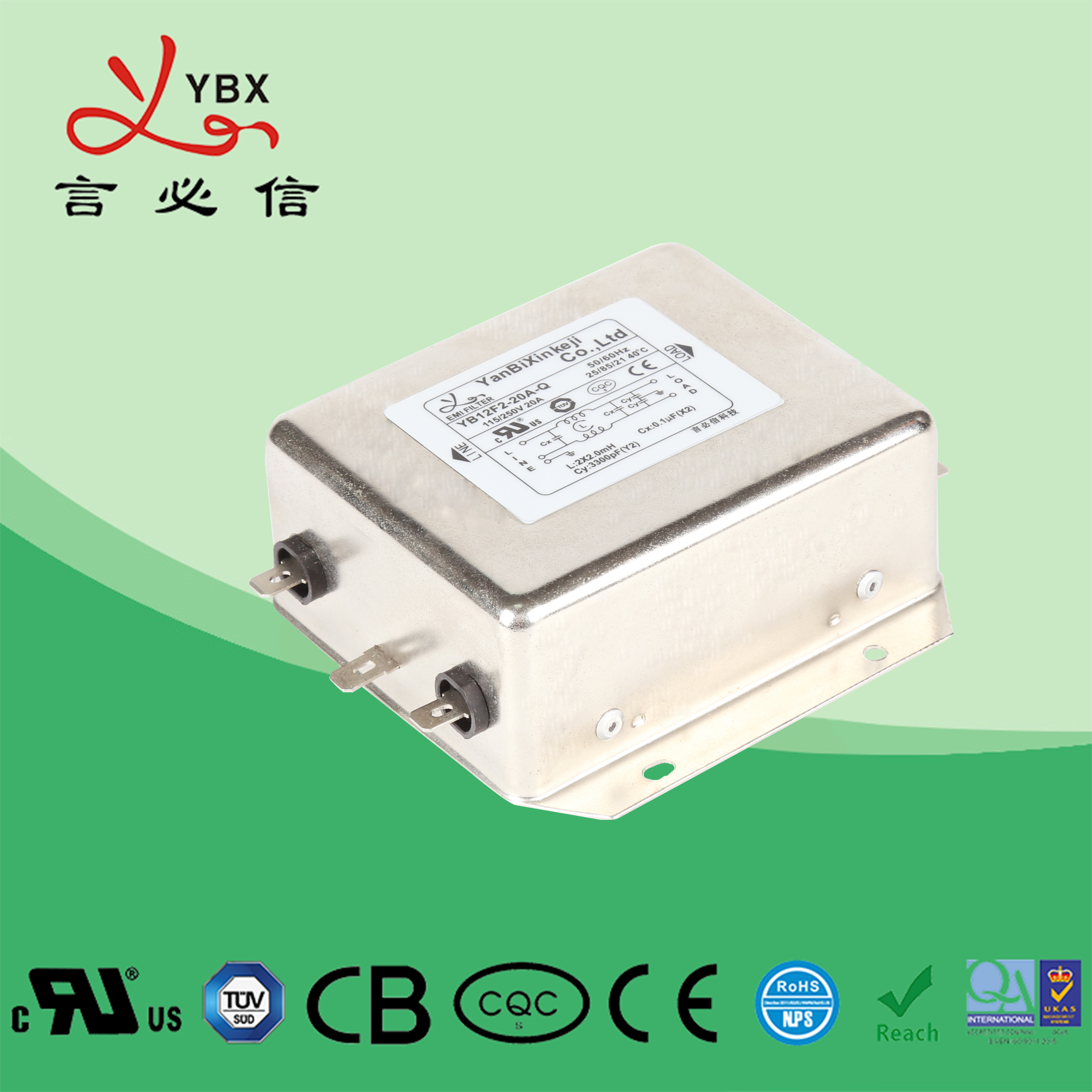 Wholesale High Performance DC Line Noise Filter / 1A-60A EMI RFI Noise Filter from china suppliers