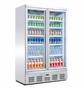 Wholesale Upright Commercial Beverage Refrigerator , Bottom Mount Double Door Display Freezer from china suppliers
