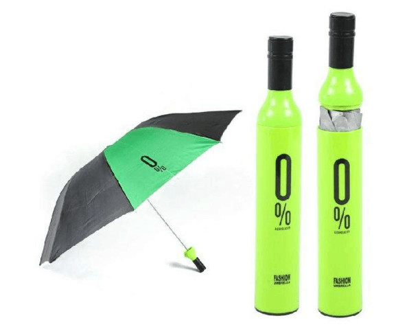 Wholesale Green Wine Bottle Shaped Foldable Umbrella 35cm Folded Length Strong Steel Frame from china suppliers