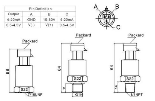 PT208 Ceramic Vacuum Pressure Transducer , MEMS Technology Water Pressure Sensor