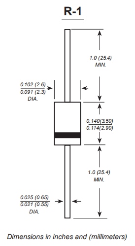 Glass Passivated R 1 High Efficiency Rectifier Diode 1A 50V To 1000V 1H1 THRU 1H8