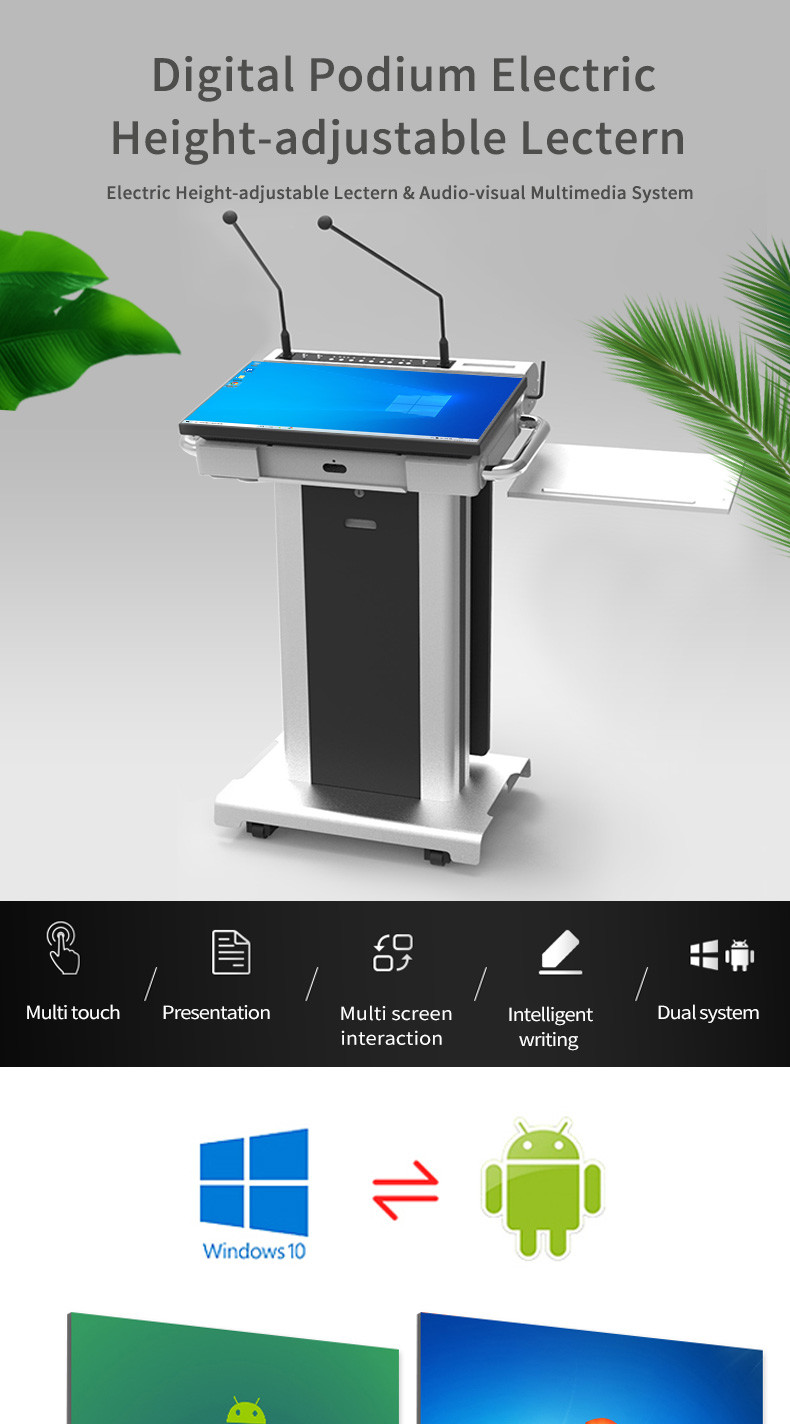 Portable Auditorium Podium , LCD Digital Display Lectern For Conference System