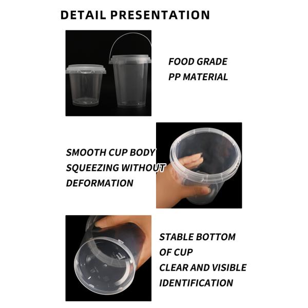Clear Plastic Cups 24 oz Ice Cream Buckets with Lids & Straws Drink Cups Cocktail Pails Bulk with Handles