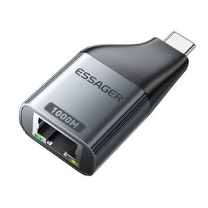 China ESSAGER ES-OTG22 Series Type C USB C To Ethernet Adapter 100 1000 Mbps on sale