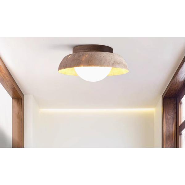 Yellow cave stone ancient style corridor balcony ceiling lamp retro wabi-sabi style cloakroom entrance hallway small lamp