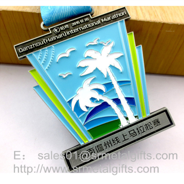Metal Challenge Awards Medal with ribbon, custom enamel color filled challenge medals
