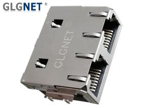 Two Ports Rj45 Double Connector 1 Row Through Hole / Offset / PIP Mount Type