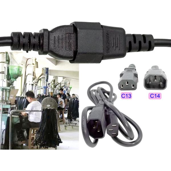 C13 C14 Power Cord Copper Lan Cable 1.5m Black 18AWG C19 C20 PDU IEC320 Certified