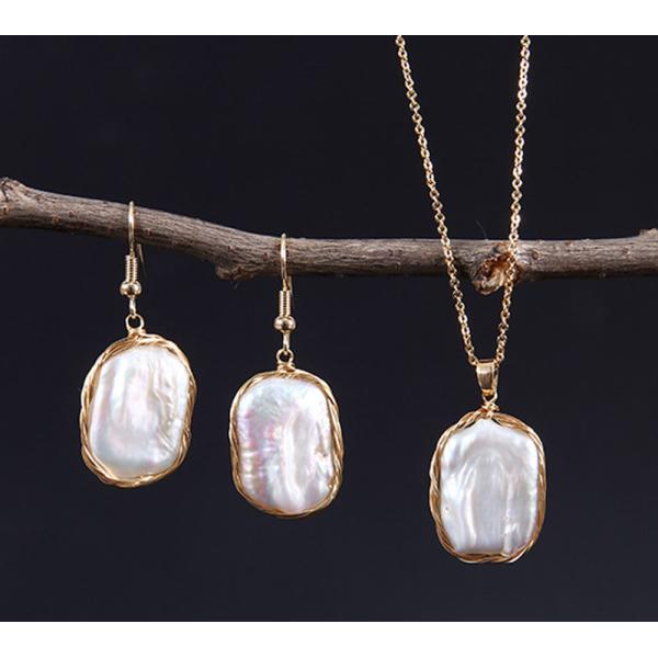 Natural Baroque Pearl necklace natural metallic baroque pearl necklace special pearl pendant necklace Jewelry Set