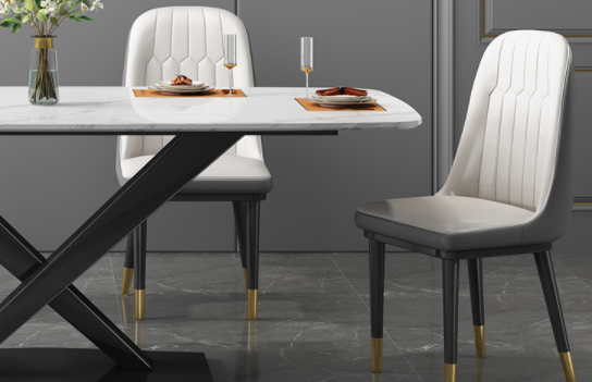 Non Corrosion Apartment Minimalist Marble Dining Table Metal Rectangular