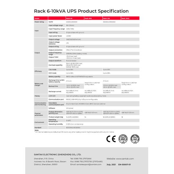 36V/72V/96V Battery Voltage On-line 1KVA 2U Rack Mounted Single Phase High Frequency Ups