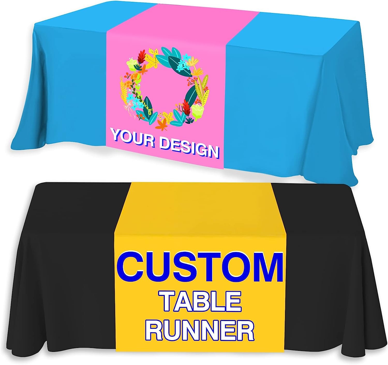 Custom Table Runner With Business Logo, Image Or Text Personalized Table Runner For TradeShows, Events