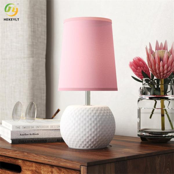 E12 5.5'' Porcelain Round Bedside Table Lamp Cord Pink
