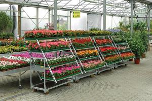 China 500kgs Danish Flower Trolley 3 Shelves Outdoor Plant Cart With Wheels on sale