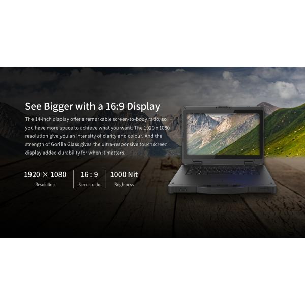 Quad Core 14 Inch 32GB RAM 5G NFC IP65 Windows 11 Rugged Laptop for Non-Stop Operations