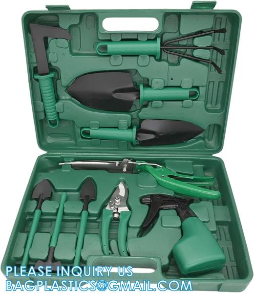Quality 10Pcs Garden Tools Set Mini With Purple Floral Print For Planting Weeding Garden Hand Tools With Carrying Case for sale