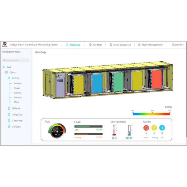 Fire Protection Prefabricated Data Center Modules 93kW 13kW Load Per Deep Cabinet