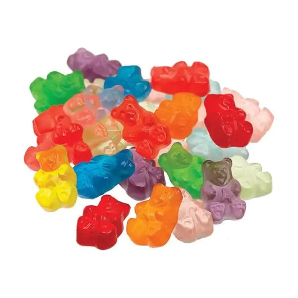Colorful 3D/4D gummy candies in various fruit shapes