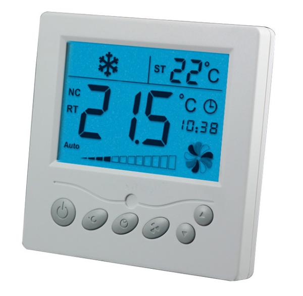 Quality Professional Cooling Fan Coil Thermostat With White Large LCD Display for sale