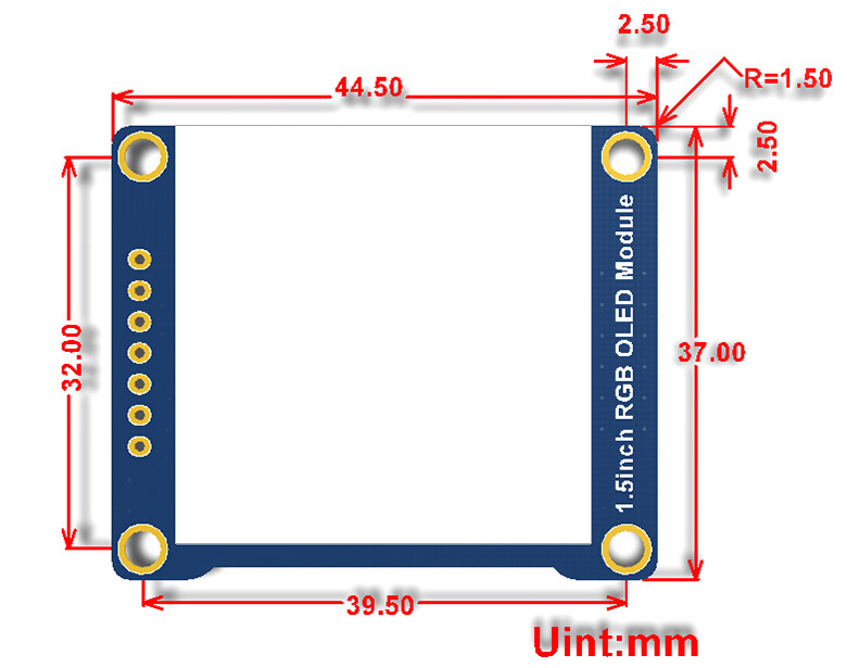 Waveshare 128*128 Pixels General 1.5inch RGB OLED Display Module 16-bit High Color 65K colors with Embedded Controller