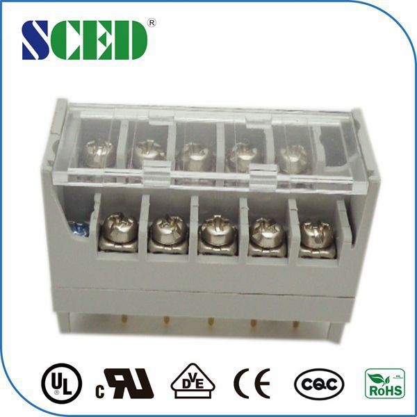 With Cover Dual Row Electrical Terminal Block M3 Brass Terminal 7.62mm Spacing