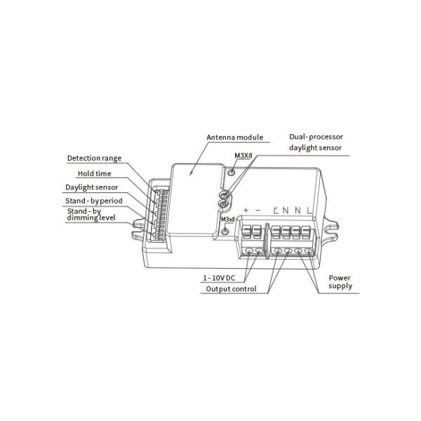 Detached Head AC Motion Sensor Switch DIP HNS205 1-10v Dimming