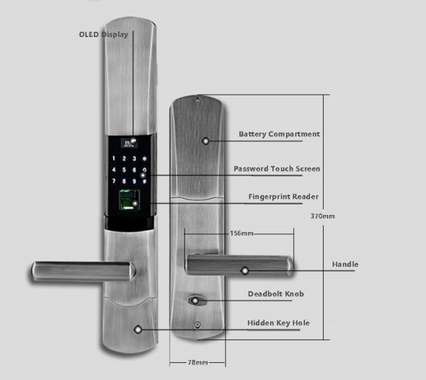 Sliding Electronic Entrance Door Locks , Electronic Bedroom Door Lock With Fngerprint Sensor