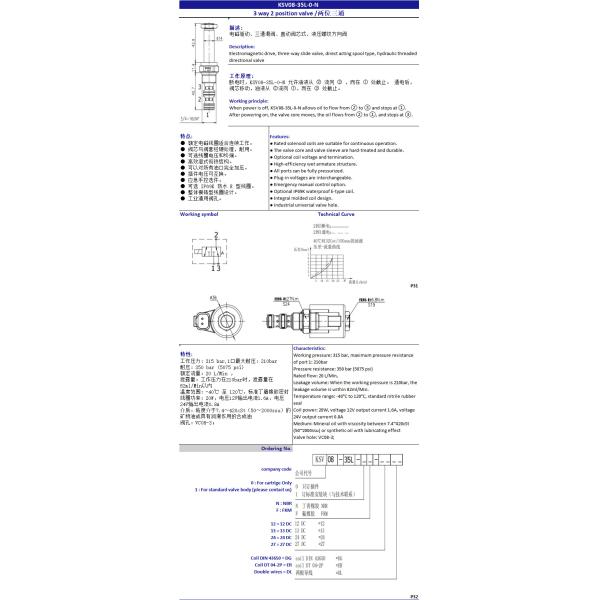 Plug In Cartridge Solenoid Valve 3 Way 2 Position Flow Control Valve
